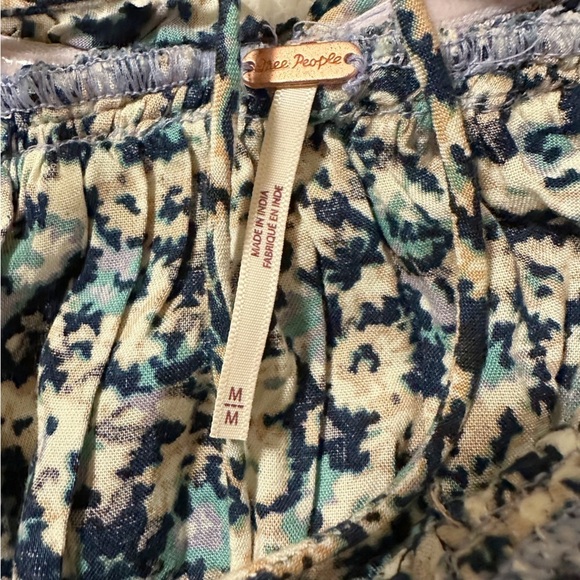 Free People One I Love Maxi Dress Denim Blue Floral Ruffle Smock Prairie Boho - Picture 11 of 16